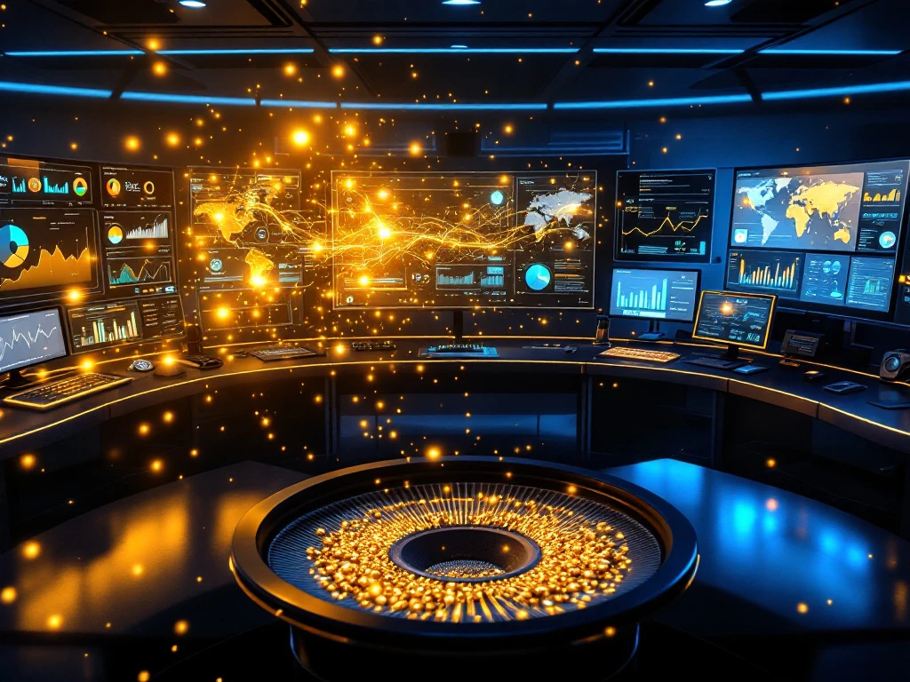 AI-powered venture capital command center with analytics dashboards visualizing startup sorting algorithms and performance metrics.